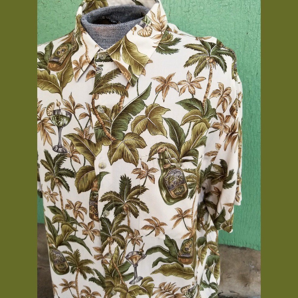 RETRO Cocktails Hawaiian Print Men's Vintage 90s Party Shirt